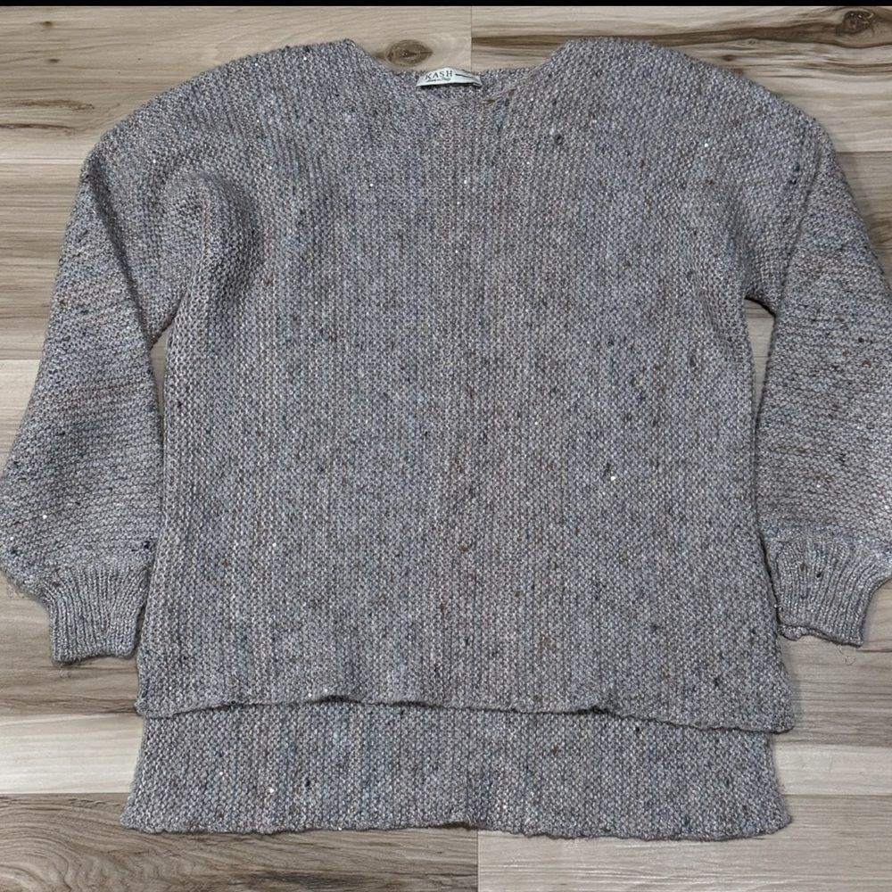Kash Made In Italy Metallic Cashmere Wool Knit Sweater Women’s XL
